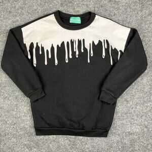 Moses Queen Sweatshirt Womens Large Black Drip Graphic Oversized Pullover